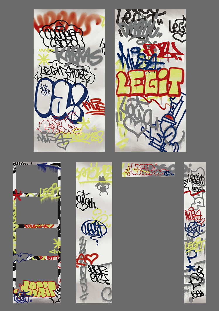 Artes finales listos para imprenta del vinilado del fotomatón, con medidas y sangrados.