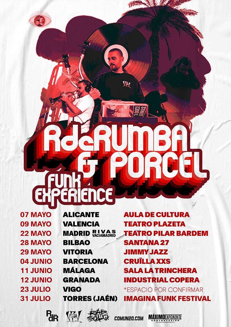 Cartel de gira con dirección gráfica vinculada al álbum Funk Experience, listo para comunicar fechas y marca.