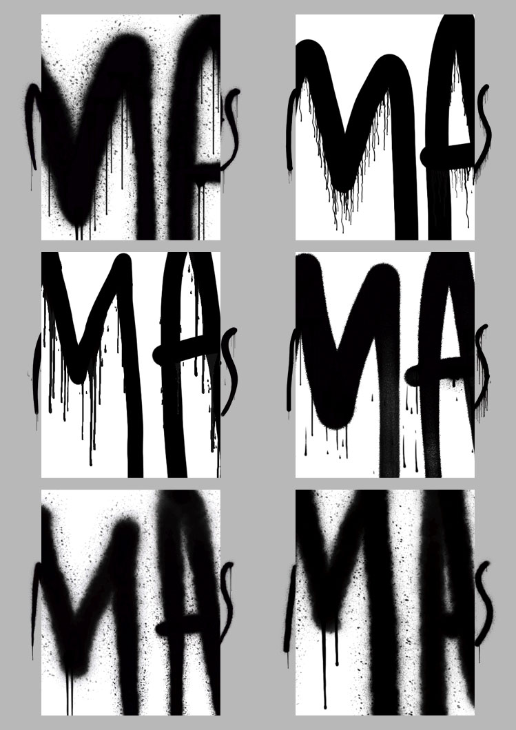 Detalle de lettering graffiti: textura de aerosol, bordes y goteos controlados para lectura editorial.