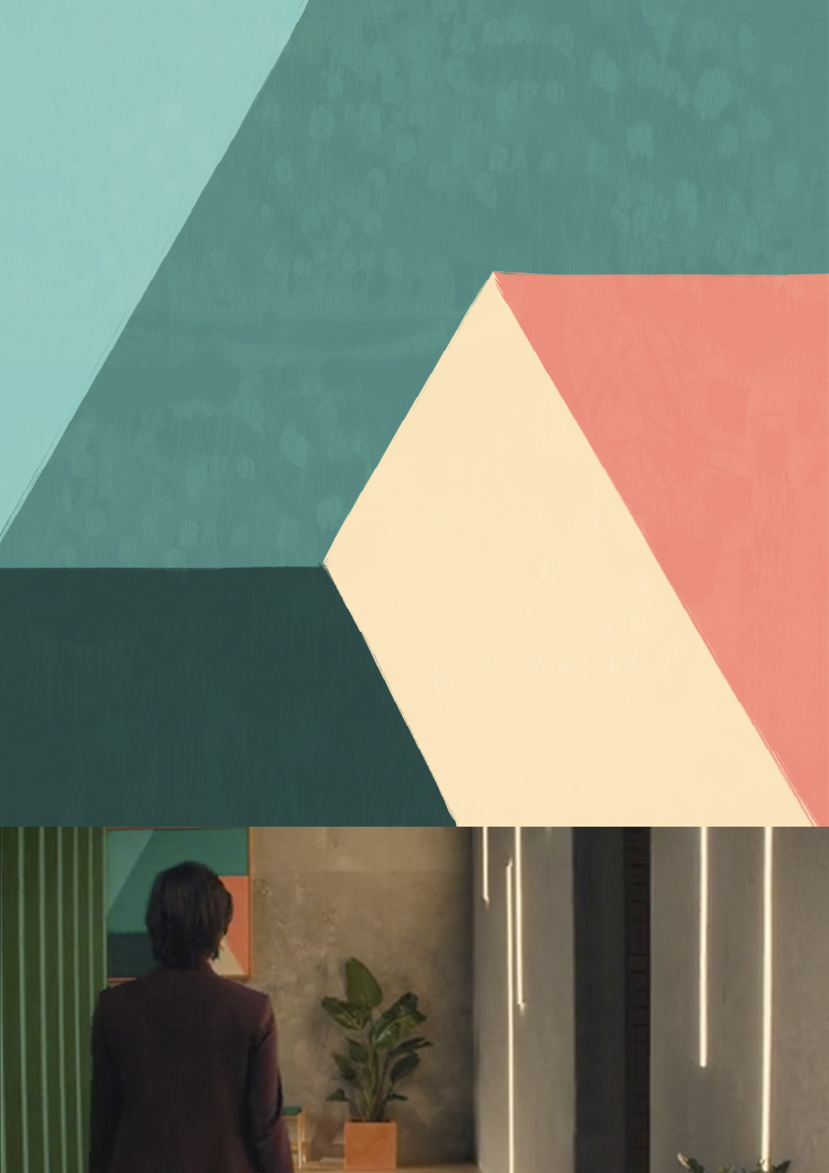 Cuadro XXL diseñado como prop para set de rodaje: lectura clara y acabado creíble en cámara.